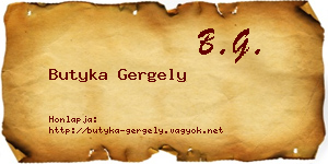 Butyka Gergely névjegykártya